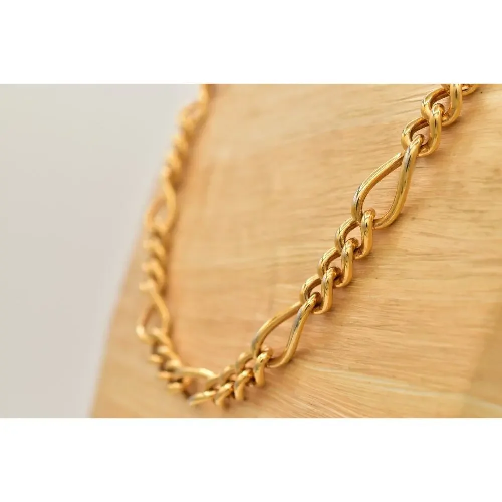 Erwin Pearl Vintage Chain Necklace Linked Chunky Shiny Gold Thick Signed BinA17